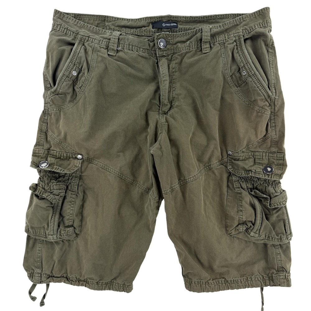 Fried Denim Cargo Shorts Mens 38 Green Cotton Canvas Gorpcore Y2K Utility
